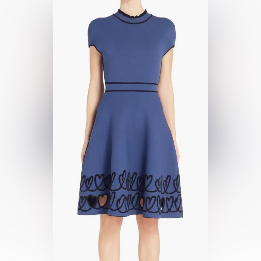 Fendi Blue Knit Dress with Black Details & Heart Cutouts - up to US Size 6